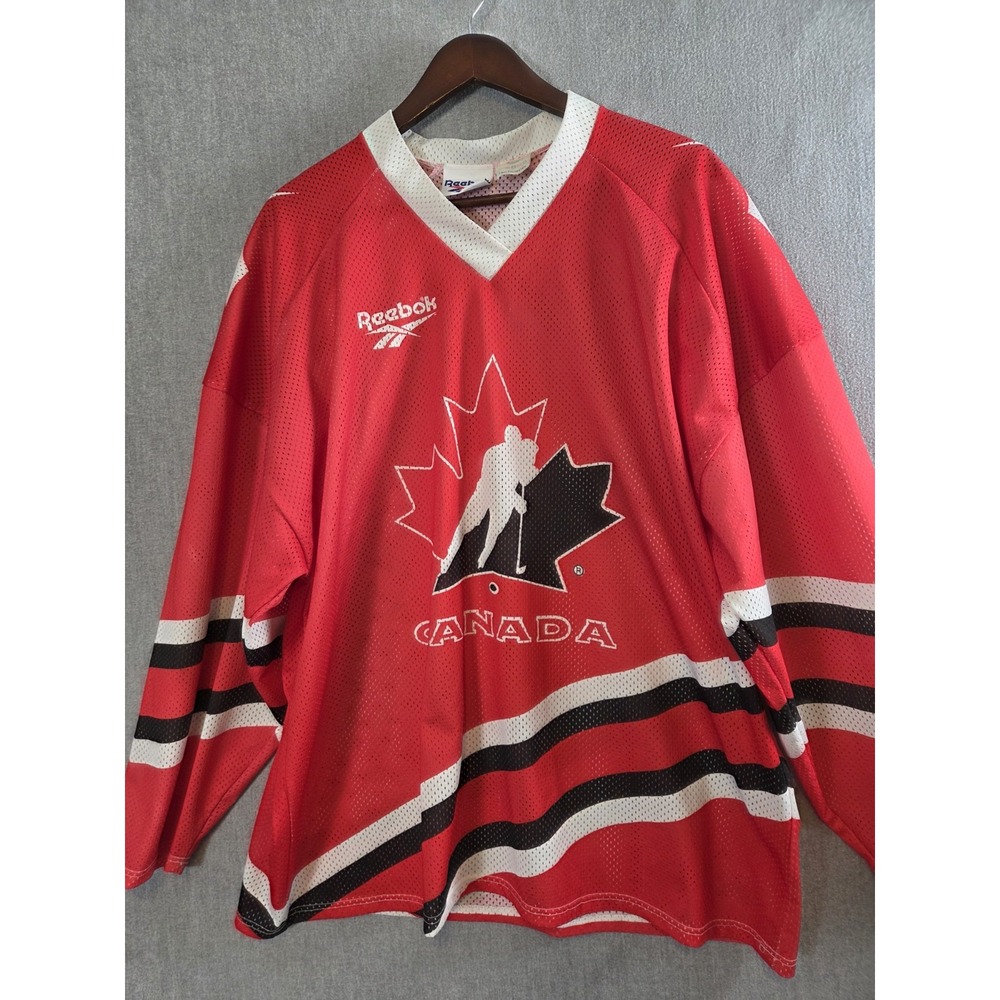 Reebok Vintage 90s Team Canada Hockey Jersey Red XL Tackla Retro Logo